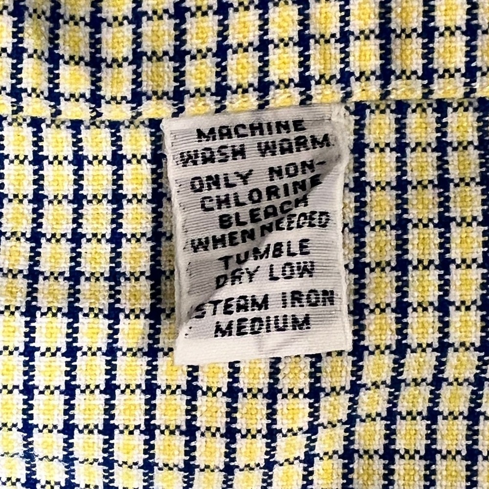 Ralph Lauren Classic Fit Button Down Shirt Mens 17 1/2 36/37 Yellow Blue Check - Picture 8 of 8
